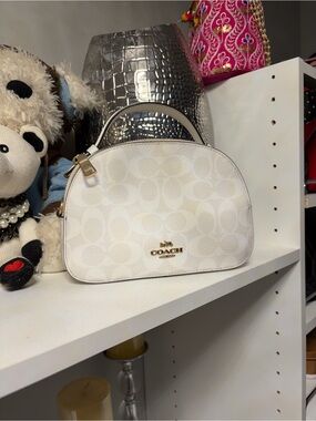Coach White Signature Dome Mini Satchel with Gold Hardware
